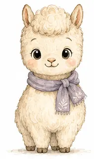 Luma, alpaca, de pie y sonriente