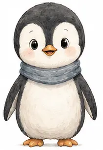 Tito, pingüino, de pie y sonriente